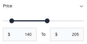 Hydrogen price range filter react component