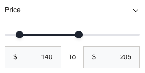 Hydrogen price range filter react component